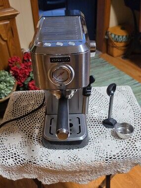 Espresso Stainless Steel Espresso Machine with Black Handle